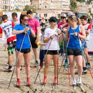 Sci sulla spiaggia a Laigueglia